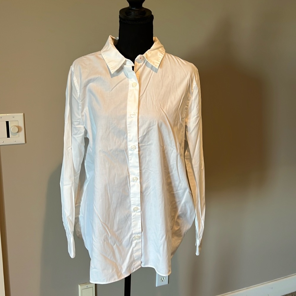 Isaac Mizrahi button-down white shirt.